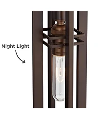 Franklin Iron Works 28" Tall Industrial Table Lamp, Usb Charging Port and Nightlight
