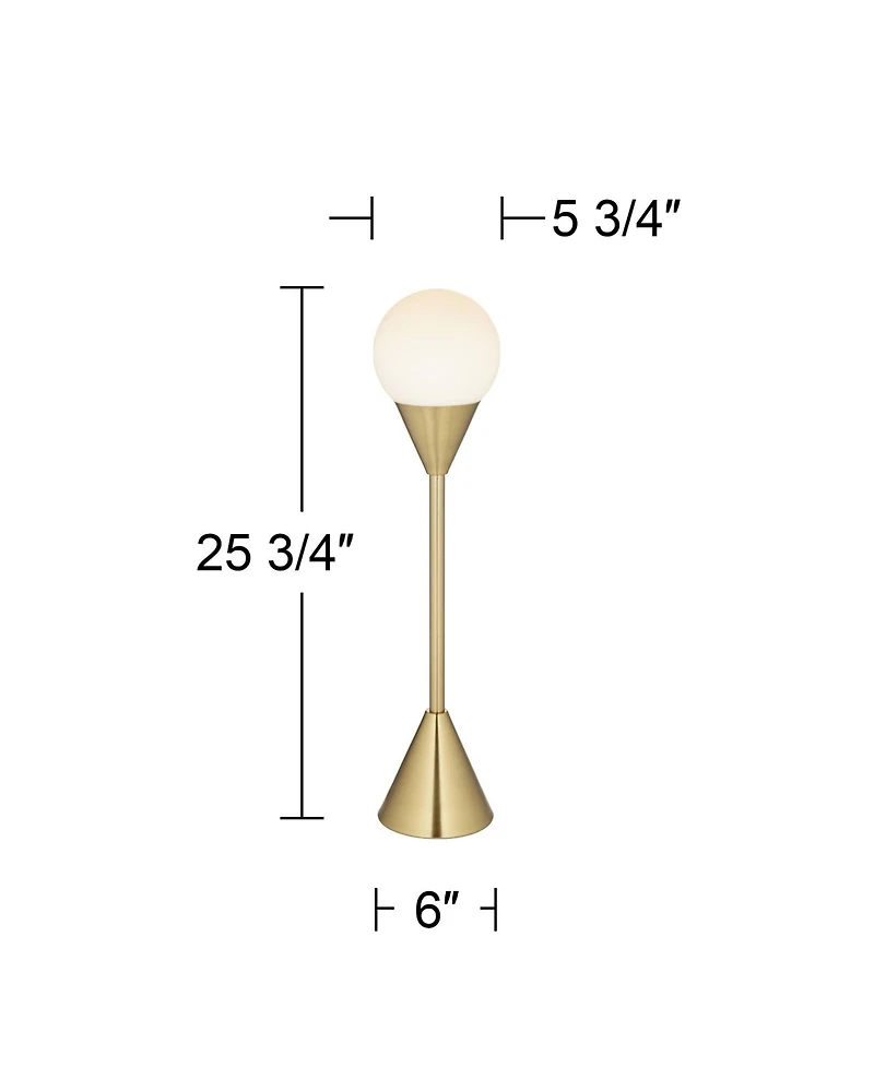 360 Lighting Leah 25 3/4" High Modern Accent Table Lamp Brass Finish Metal Single Living Room Bedroom