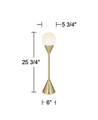 360 Lighting Leah 25 3/4" High Modern Accent Table Lamp Brass Finish Metal Single Living Room Bedroom