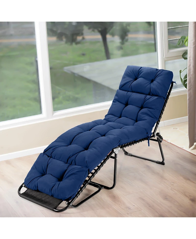 Sugift Outdoor Lounge Chaise Cushion with String Ties for Garden Poolside