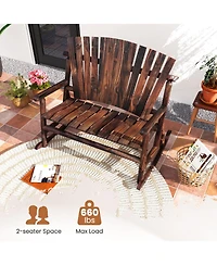 Sugift Outdoor Adirondack Rocking Chair for Adults with High Back and Slatted Seat