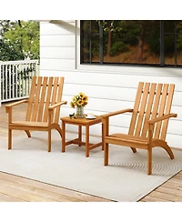 Sugift Acacia Wood Patio Adirondack Chair with Inclined Seat and High Backrest for Porch