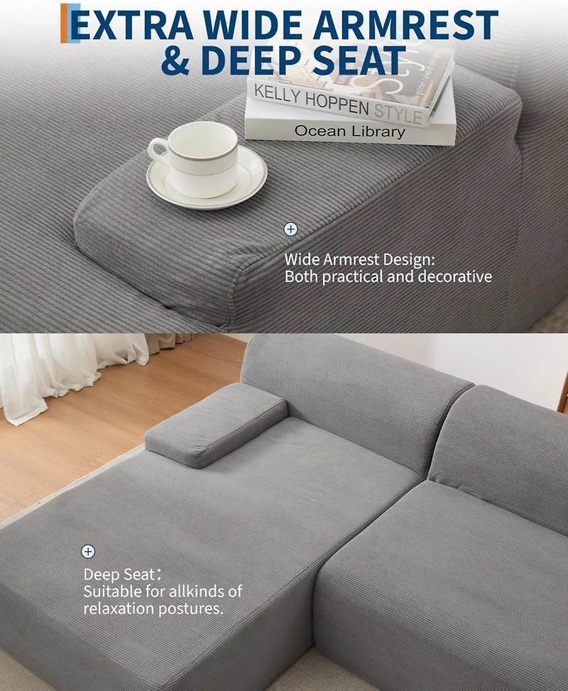 gaomon Modular L-Shaped Sectional Sofa with Chaise, Cloud Couch