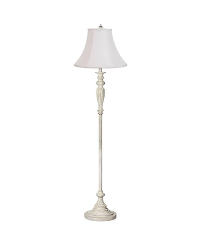 360 Lighting Vintage Shabby Chic Floor Lamp 60" Tall Antique Washed Fabric Bell Shade for Living Room Reading Office