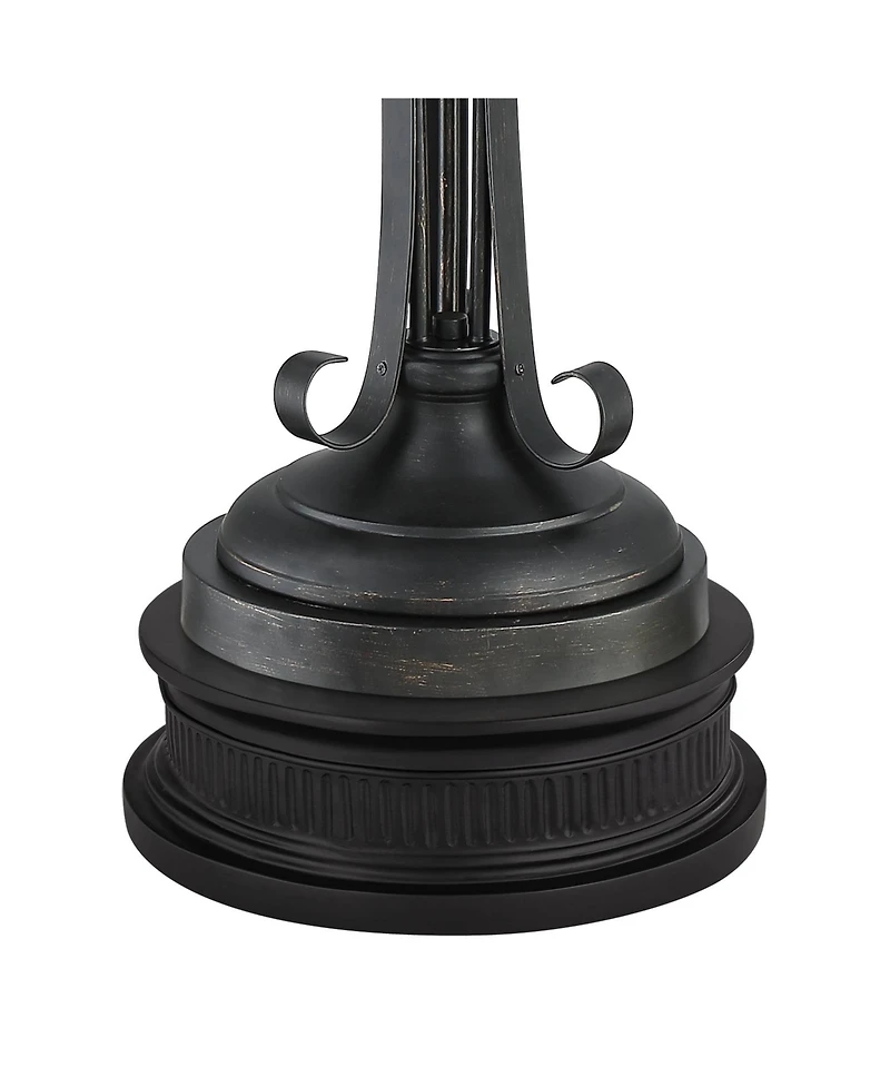 Franklin Iron Works Industrial Rustic Farmhouse Floor Lamp 70" Tall with Riser 3-Light Wavy Amber Art Glass Shade for Living Room Reading