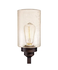 Franklin Iron Works Libby Industrial Modern 66" Tall 3-Light Amber Glass for Living Room