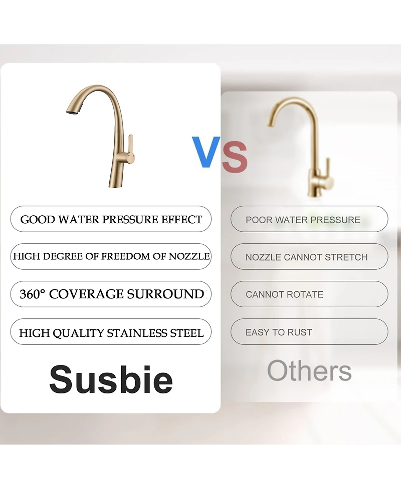 Busdays Single Handle Stainless Steel Pull Out Kitchen Faucet