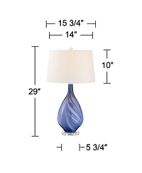 Possini Euro Design Taylor 29" Tall Teardrop Modern End Table Lamps Set of 2 Art Glass Living Room Bedroom (Colors May Vary