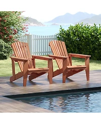 Sugift Solid Wood Adirondack Chair with High Backrest and Wide Armrests