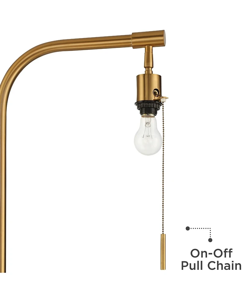 Possini Euro Design Volta Modern Floor Lamps with Tray Tables 66" Tall Set of 2 Brass Usb Charging Port Drum Shade for Living Room Bedroom House