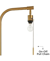 Possini Euro Design Volta Modern Floor Lamps with Tray Tables 66" Tall Set of 2 Brass Usb Charging Port Drum Shade for Living Room Bedroom House