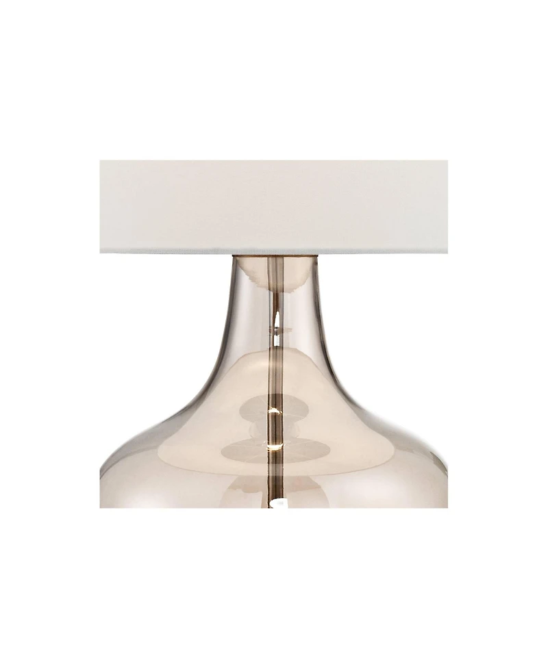 Possini Euro Design Modern Table Lamp with Usb Charging Port 31" Tall Champagne Glass Drum Shade for Living Room Bedroom