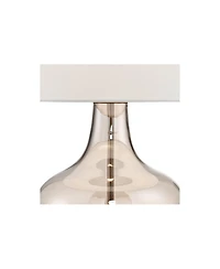 Possini Euro Design Modern Table Lamp with Usb Charging Port 31" Tall Champagne Glass Drum Shade for Living Room Bedroom