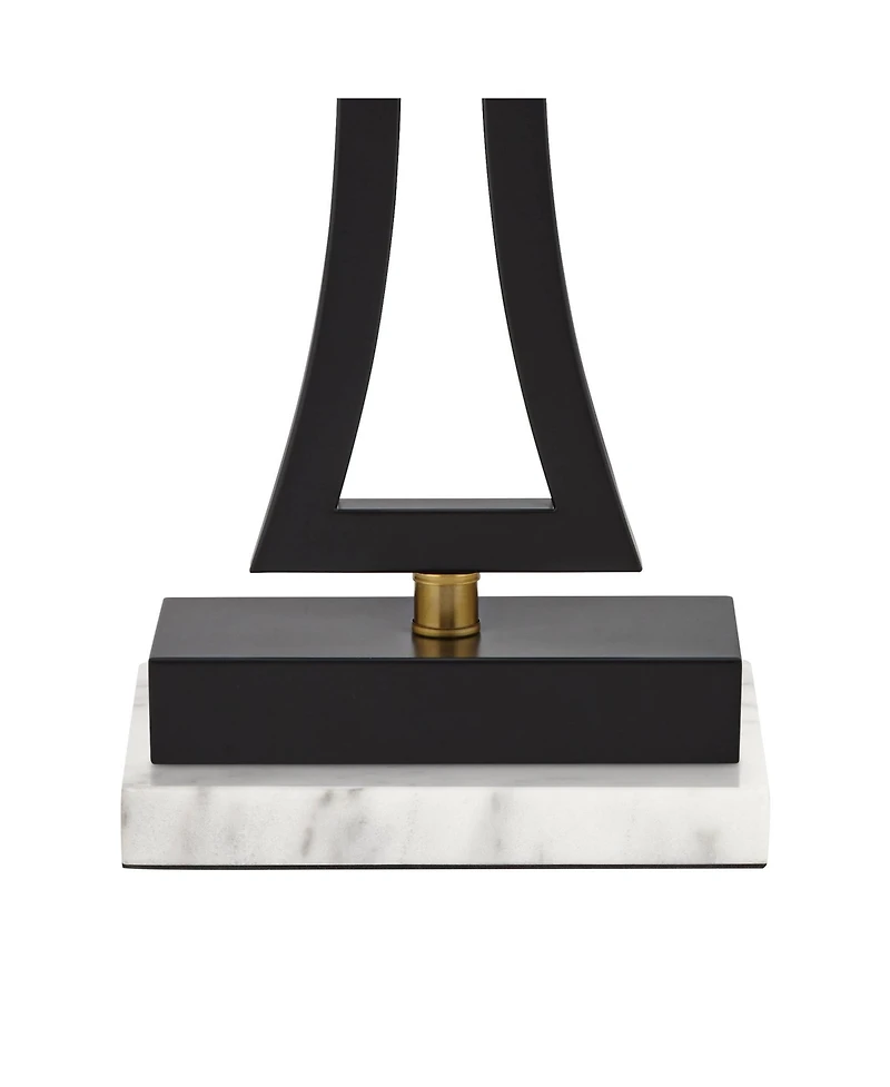 360 Lighting Roxie Modern Table Lamps Set of 2 with Marble Riser 31" Tall Usb Charging Port Rectangular Fabric Shades for Bedroom House