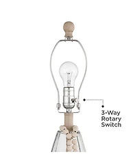 360 Lighting Tibet 27" Tall Modern Coastal 3-Way Table Lamps Set of 2 Clear Glass Living Room Bedroom Bedside Nightstand