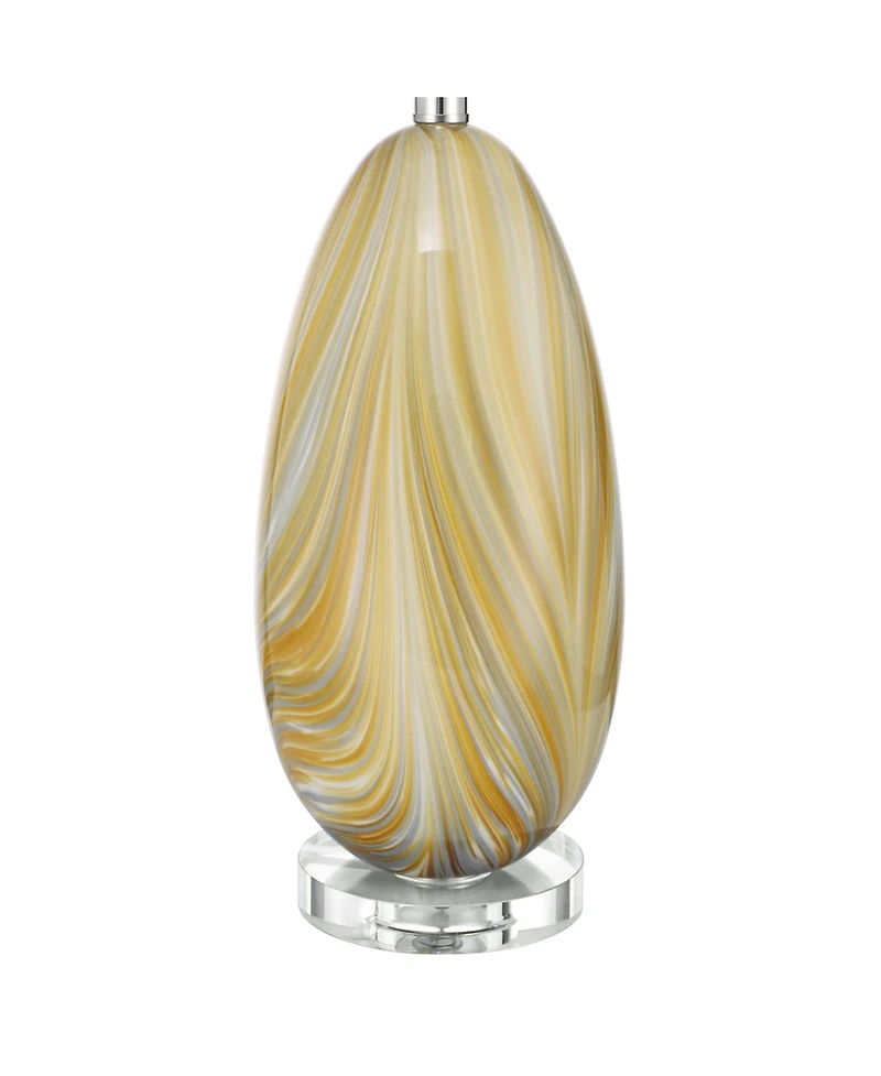 Possini Euro Design Pablo 27" Tall Modern 3-Way Table Lamp Vortex Finish Art Glass Single Shade Living Room Bedroom Bedside