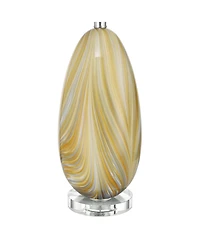 Possini Euro Design Pablo 27" Tall Modern 3-Way Table Lamp Vortex Finish Art Glass Single Shade Living Room Bedroom Bedside