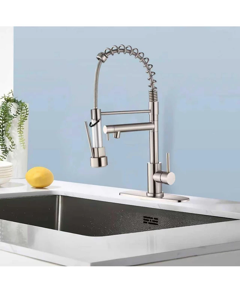 Busdays Touch Kitchen Faucet with Pull Down Sprayer, 2-Mode Spring Neck, Brushed Nickel