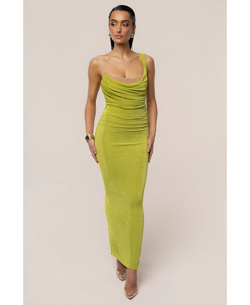 Jluxlabel Women's Slinky Krishna One Shoulder Maxi Dress