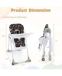 Gymax Toddler High Chair w/ 7 Height and 3 Footrest Adjustable Cup holder 2 Wheels