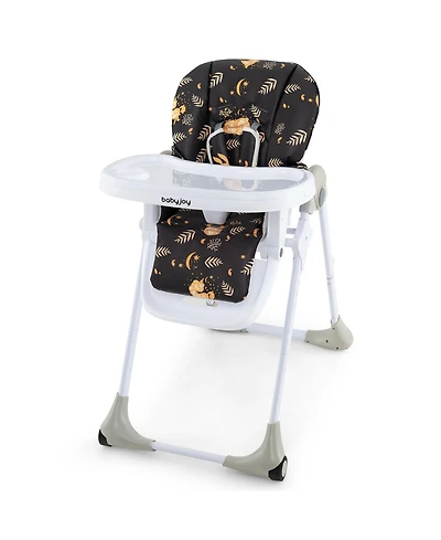 Gymax Toddler High Chair w/ 7 Height and 3 Footrest Adjustable Cup holder 2 Wheels
