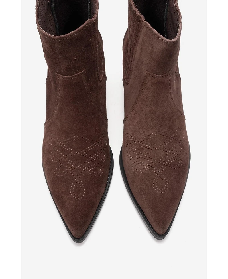 Forever & Always Shoes Women's Julieta Leather Block Heel Western Boot