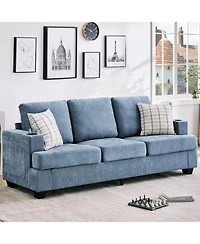 gaomon 89" 3-Seater Sofa, Chenille Couch with Deep Seat, Cup Holders and Storage Pockets