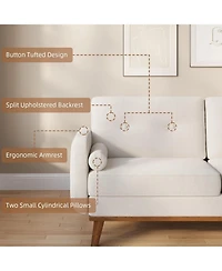 gaomon 65" Loveseat Sofa, 3-Seater Deep Seat Couch with Linen Upholstery for Small Spaces