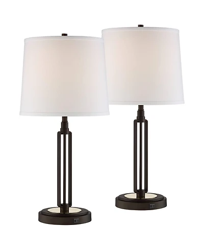 Franklin Iron Works Javier 24 1/2" High Mid Century Modern Table Lamps Set of 2 with Usb Port