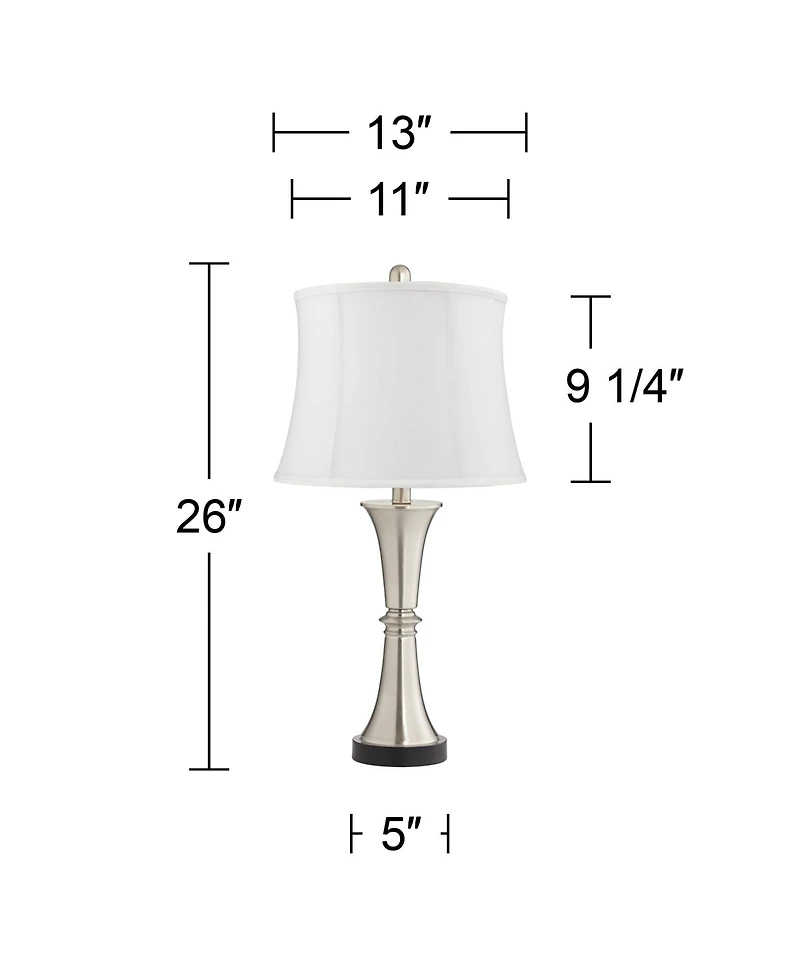 360 Lighting Seymore Modern Table Lamps 26" High Set of 2 Softback with Usb Charging Port Led Touch On Drum Shade for Bedroom Desk