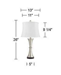 360 Lighting Seymore Modern Table Lamps 26" High Set of 2 Softback with Usb Charging Port Led Touch On Drum Shade for Bedroom Desk