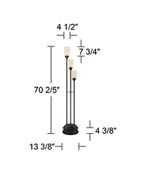 Franklin Iron Works Libby Modern Industrial Tree Floor Lamp with Riser 66" Tall Metal 3 Light Dimmable Led