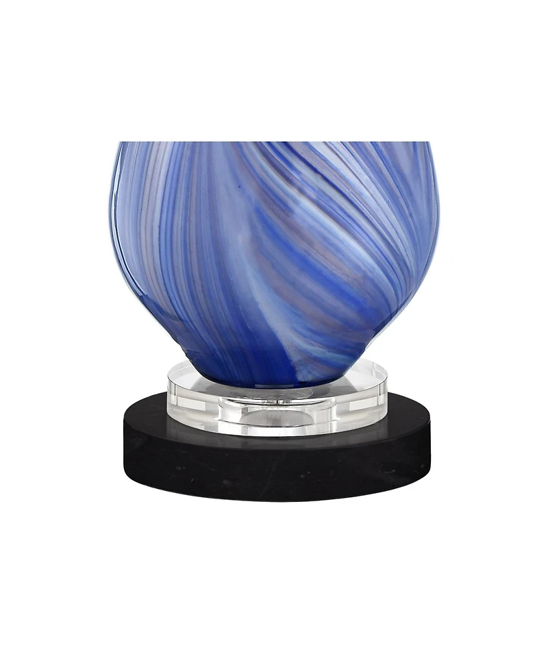 Possini Euro Design Taylor Modern Table Lamp with Round Marble Riser 29" Tall Art Glass Shade for Bedroom Living Room Bedside Office