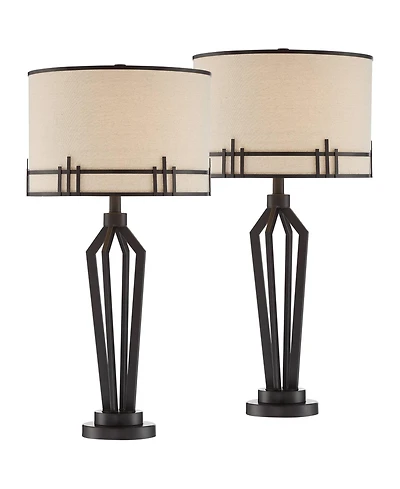 Franklin Iron Works Picket 28" Tall Industrial Table Lamps Set of 2 Usb Port