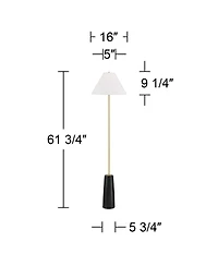 Possini Euro Design Bamba Modern 61 3/4" Tall Standing Floor Lamp Skinny Gold Metal Brass Finish Living Room Bedroom House