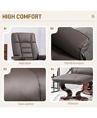 Homcom Swivel Recliner with Ottoman, Faux Leather Reclining Chair, Gray