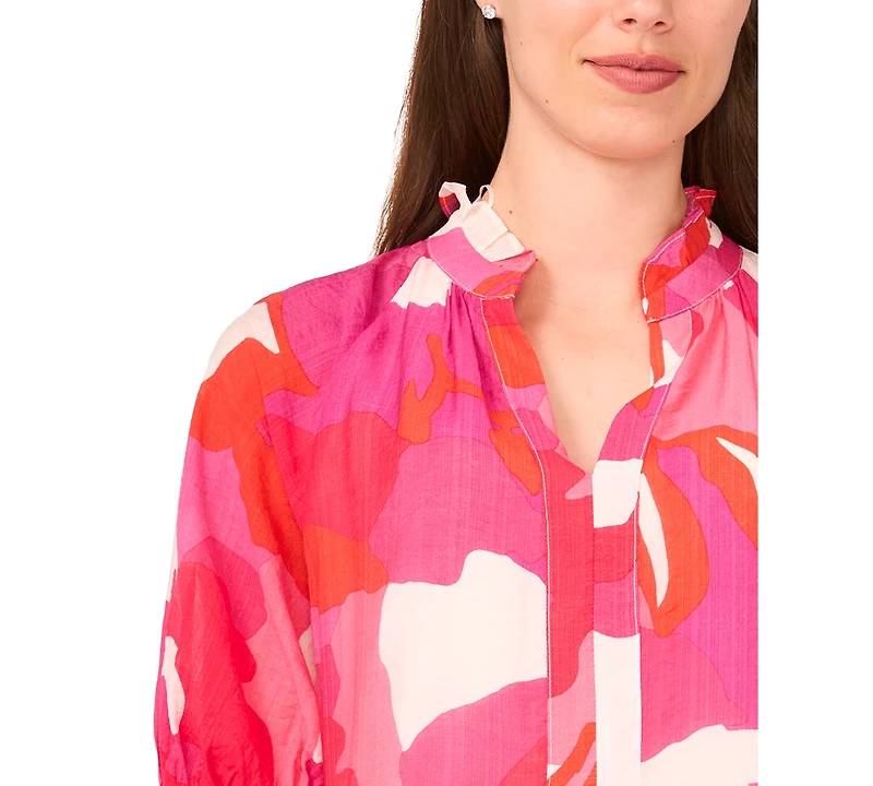 Msk Petite Puff-Sleeve Tiered Shift Dress