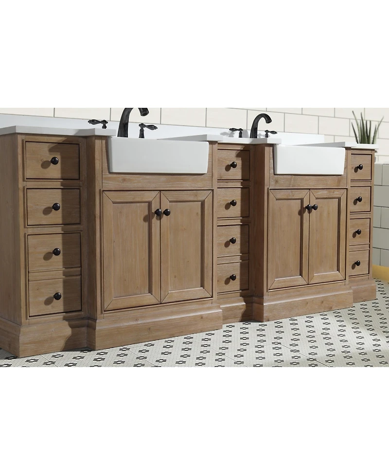 Ari Bath Kelly 84" Bathroom Vanity Weathered Fir, Engineered Quartz Top