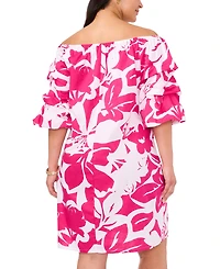 Msk Plus Printed Off-The-Shoulder Shift Dress