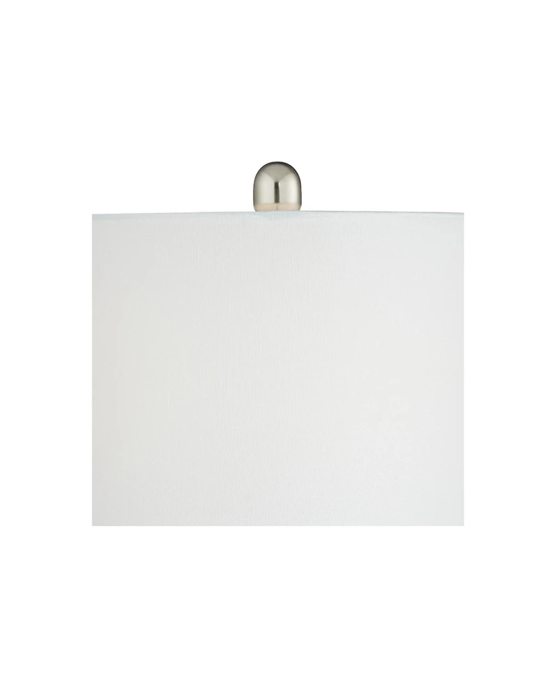 360 Lighting Gerson Modern Table Lamps Set of 2 with Round Risers 25 1/2" High Brushed Nickel Dimmers Led Drum Shade for Bedroom Living Room