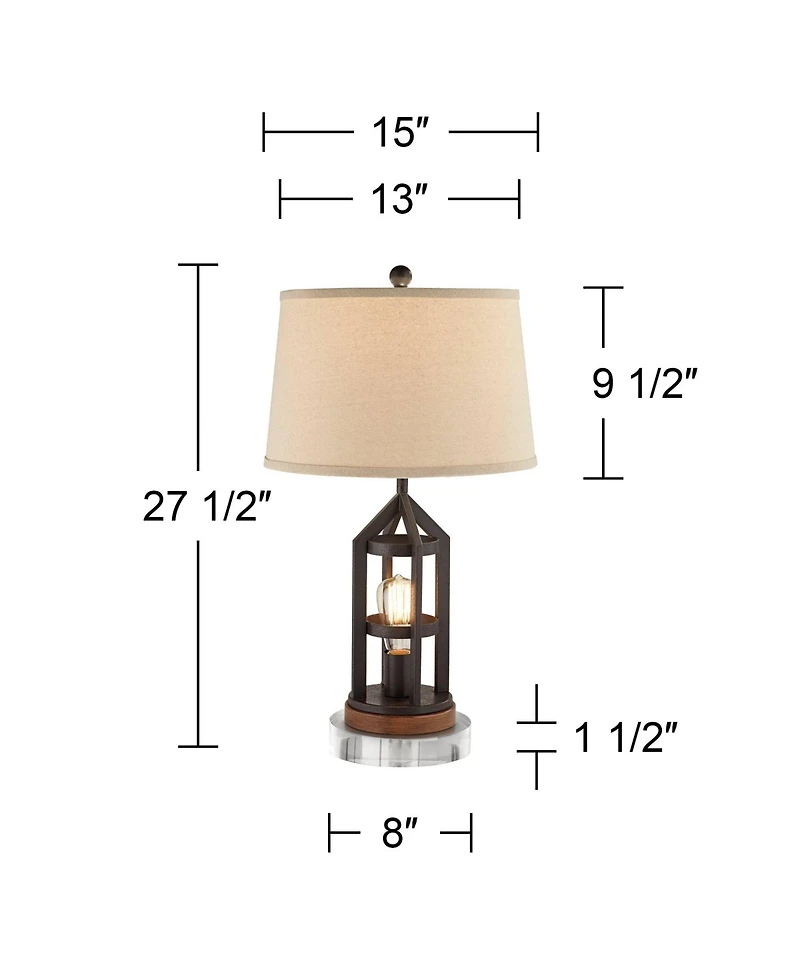 Franklin Iron Works Lucas Industrial Table Lamps Set of 2 with Round Risers 27 1/2" Tall