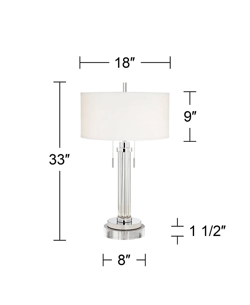 Possini Euro Design Cadence Modern Table Lamp with Square Riser 33" Tall Glass Column Shade for Bedroom Living Room Bedside Nightstand Office