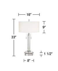 Possini Euro Design Cadence Modern Table Lamp with Square Riser 33" Tall Glass Column Shade for Bedroom Living Room Bedside Nightstand Office