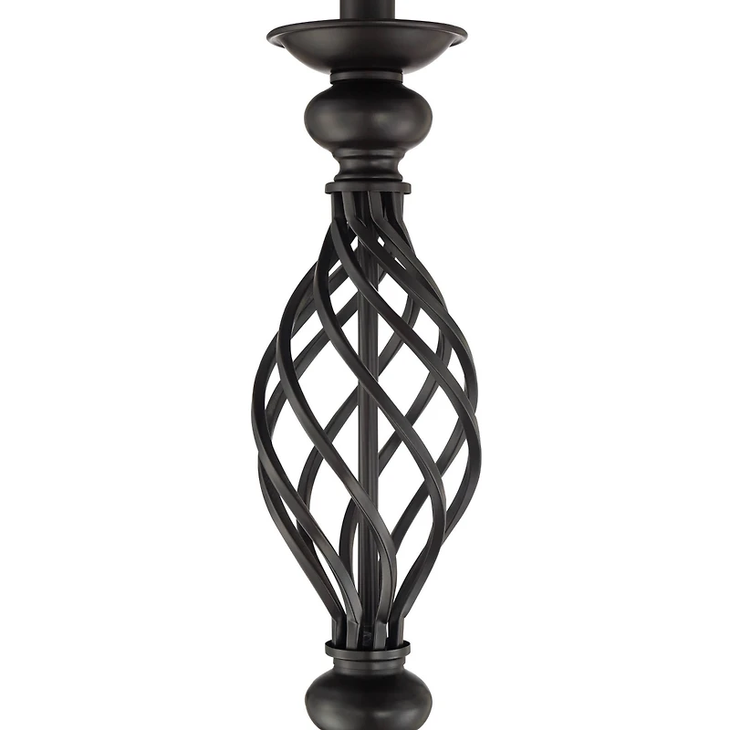 Franklin Iron Works Annie Rustic Floor Lamp with Riser 67 1/2" Tall Iron Scroll Cream Hardback Drum Shade