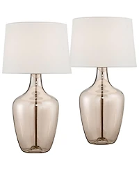 Possini Euro Design Ania 31" Tall Jar Large Modern Glam End Table Lamps Set of 2 Clear Champagne Glass Living Room Bedroom