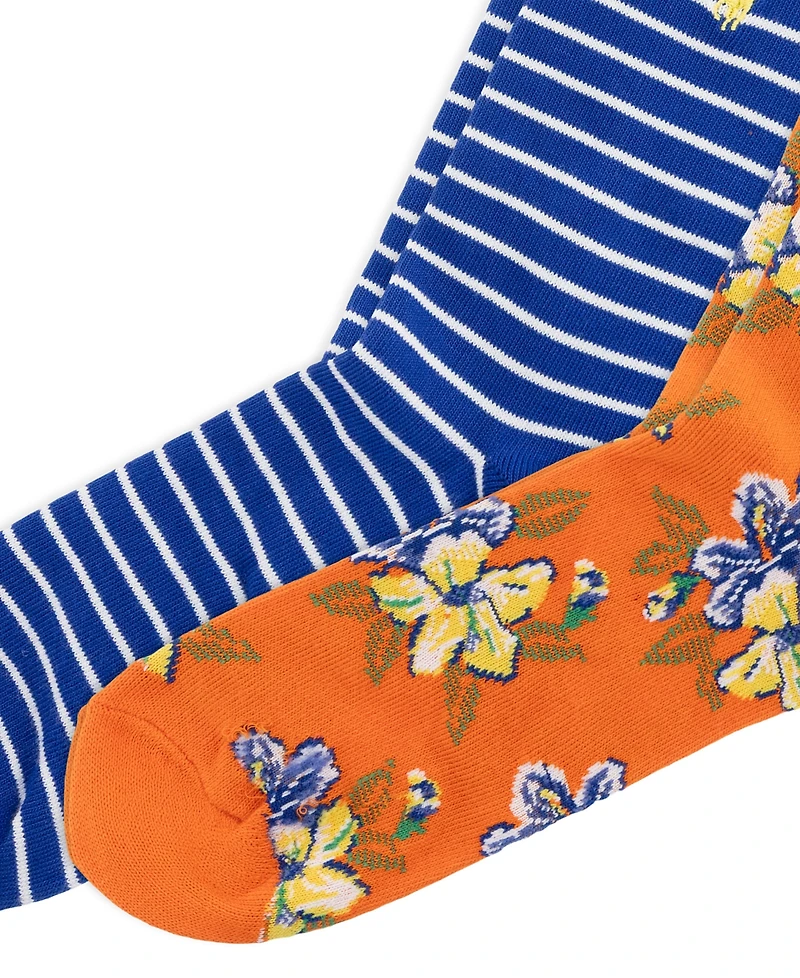 Polo Ralph Lauren Men's 2-Pack Bold Florals and Classic Stripes Sock