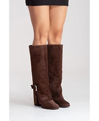 Forever & Always Shoes Women's Lojo Leather Block Heel Boot