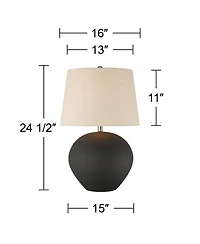 360 Lighting Paulo 24 1/2" High Pot Farmhouse Southwestern 3-Way Table Lamp Matte Ceramic Single Living Room Bedroom