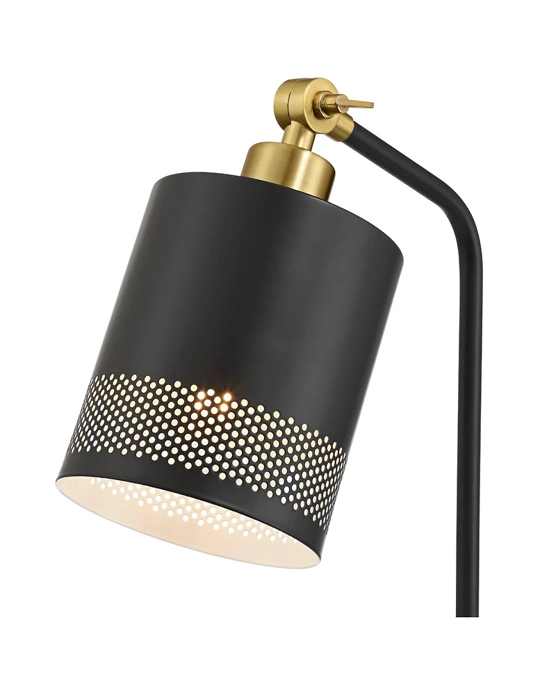 Possini Euro Design Keller 24" High Small Modern Desk Lamp Usb Port Ac Power Outlet Brass Finish Metal Home Office Charging