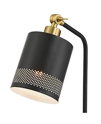 Possini Euro Design Keller 24" High Small Modern Desk Lamp Usb Port Ac Power Outlet Brass Finish Metal Home Office Charging